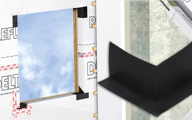 DELTA®-FAS CORNER - пластична деталь DELTA®-FAS CORNER є ідеальним рішенням для герметизації віконних і дверних прорізів в каркасних будинках
