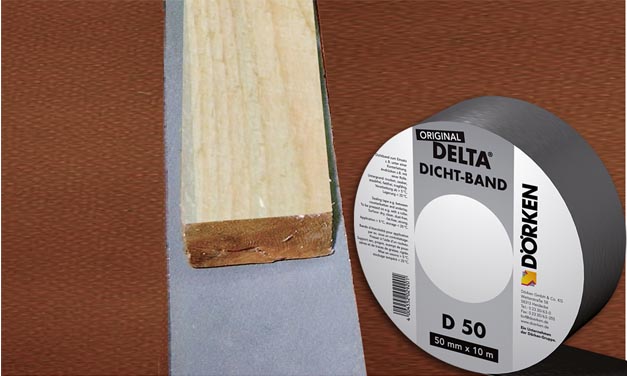 DELTA®-DICHT-BAND D 50 - ущільнювальна стрічка під контробрешетування. Максимальна надійність від протікання завдяки клейкому шару з бітум-каучуку.