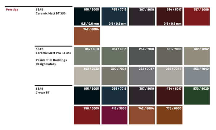 Варіанти кольорової матриці матеріалів Bratex