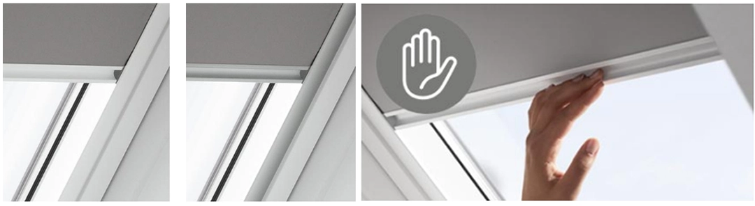 Доступні варіанти направляючих та керування штор Velux